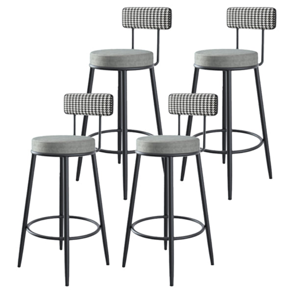 Modern Armless Backrest Counter Stool Iron Cafe Bar Stool with Pedal and Cushion Grey 4 Piece Set Clearhalo 'Bar Furniture' 'Bar Stools' 'bar_stools' 'furn' 'furn_bar_stools' 'Furniture' 'furniture_bar_stools' 'Kitchen & Dining Furniture' 4977051