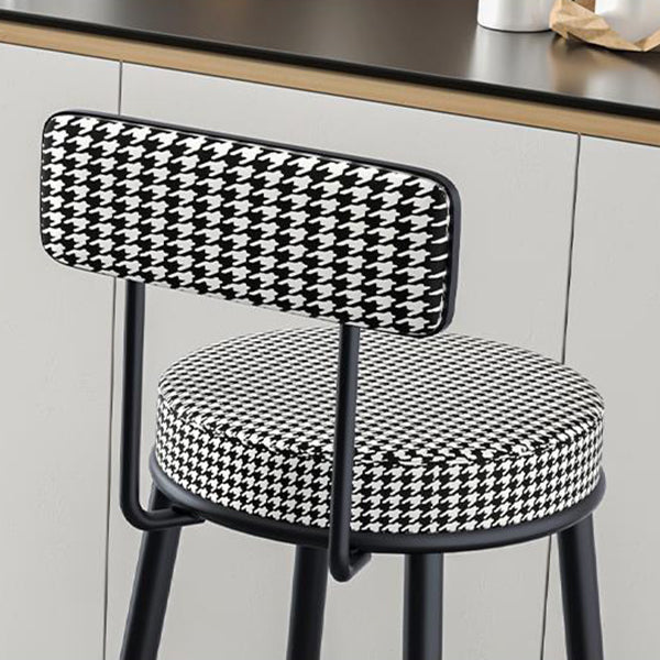 Modern Armless Backrest Counter Stool Iron Cafe Bar Stool with Pedal and Cushion Clearhalo 'Bar Furniture' 'Bar Stools' 'bar_stools' 'furn' 'furn_bar_stools' 'Furniture' 'furniture_bar_stools' 'Kitchen & Dining Furniture' 4977056