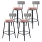 Modern Armless Backrest Counter Stool Iron Cafe Bar Stool with Pedal and Cushion Pink 4 Piece Set Clearhalo 'Bar Furniture' 'Bar Stools' 'bar_stools' 'furn' 'furn_bar_stools' 'Furniture' 'furniture_bar_stools' 'Kitchen & Dining Furniture' 4977057