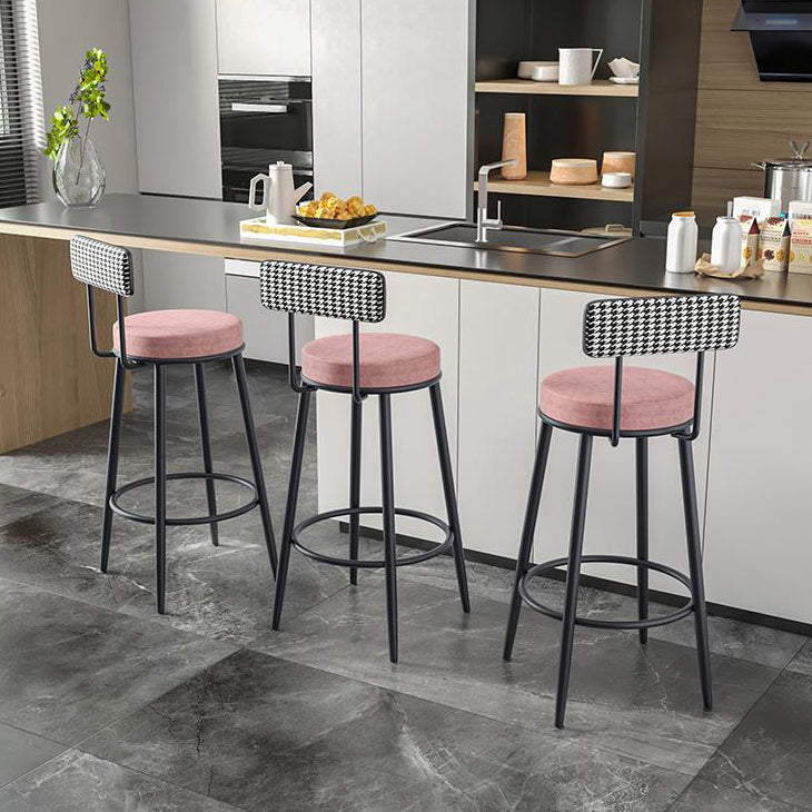 Modern Armless Backrest Counter Stool Iron Cafe Bar Stool with Pedal and Cushion Clearhalo 'Bar Furniture' 'Bar Stools' 'bar_stools' 'furn' 'furn_bar_stools' 'Furniture' 'furniture_bar_stools' 'Kitchen & Dining Furniture' 4977058