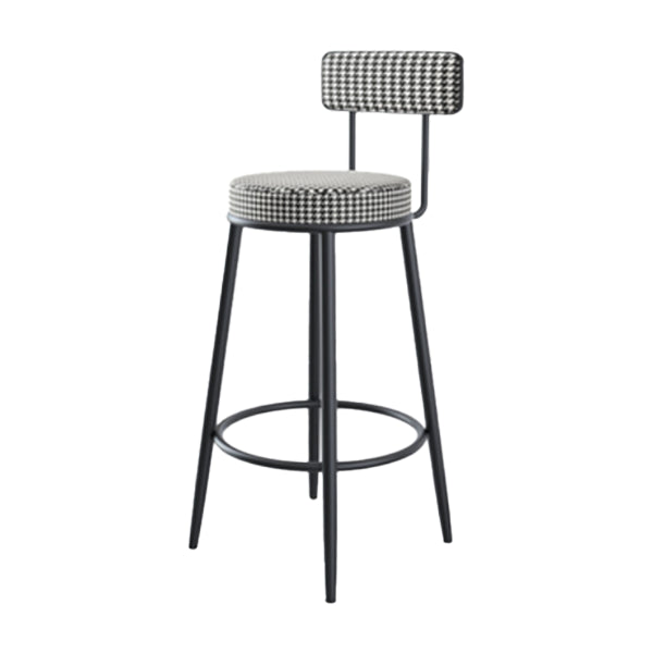 Modern Armless Backrest Counter Stool Iron Cafe Bar Stool with Pedal and Cushion Black White 1 Piece Clearhalo 'Bar Furniture' 'Bar Stools' 'bar_stools' 'furn' 'furn_bar_stools' 'Furniture' 'furniture_bar_stools' 'Kitchen & Dining Furniture' 4977059