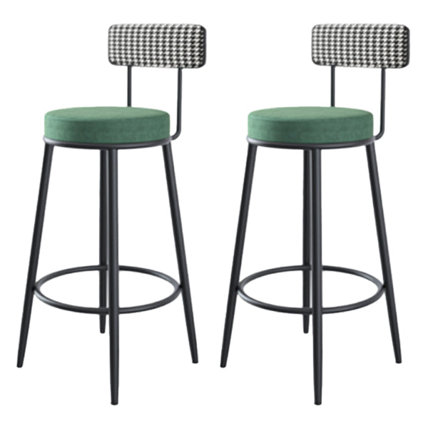 Modern Armless Backrest Counter Stool Iron Cafe Bar Stool with Pedal and Cushion Blackish Green 2 Piece Set Clearhalo 'Bar Furniture' 'Bar Stools' 'bar_stools' 'furn' 'furn_bar_stools' 'Furniture' 'furniture_bar_stools' 'Kitchen & Dining Furniture' 4977063