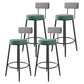 Modern Armless Backrest Counter Stool Iron Cafe Bar Stool with Pedal and Cushion Blackish Green 4 Piece Set Clearhalo 'Bar Furniture' 'Bar Stools' 'bar_stools' 'furn' 'furn_bar_stools' 'Furniture' 'furniture_bar_stools' 'Kitchen & Dining Furniture' 4977064