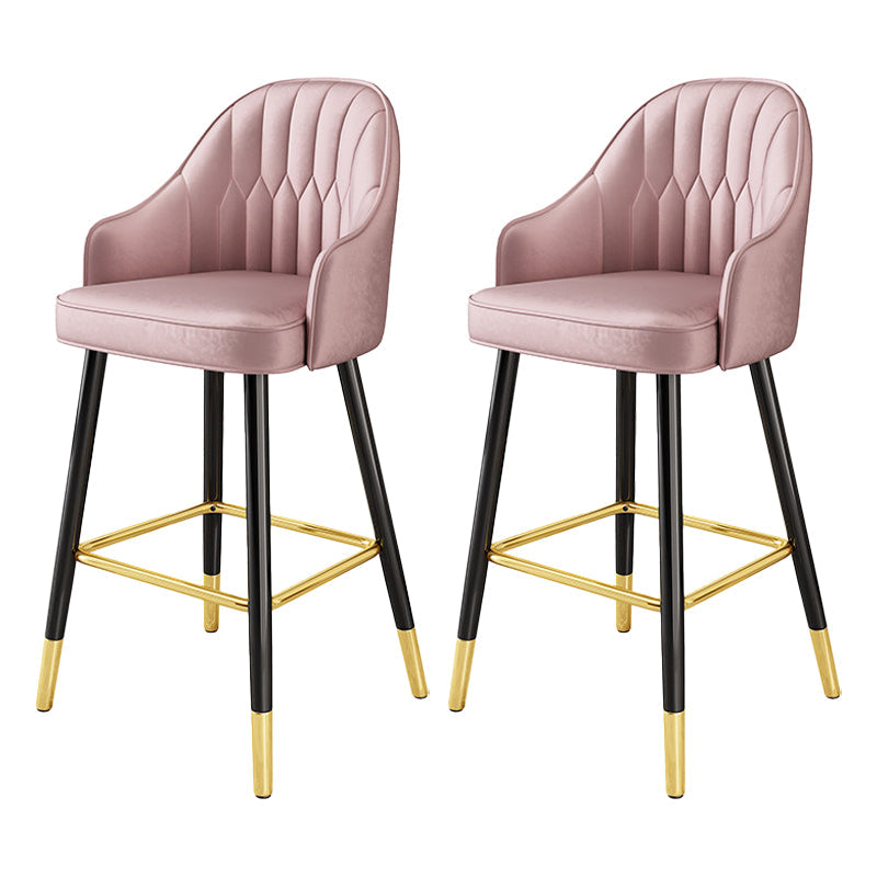 Scandinavian Home Armed Stool Matte Finish Upholstered Bar Stools Pink 2 Piece Set Clearhalo 'Bar Furniture' 'Bar Stools' 'bar_stools' 'furn' 'furn_bar_stools' 'Furniture' 'furniture_bar_stools' 'Kitchen & Dining Furniture' 4977080