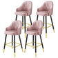 Scandinavian Home Armed Stool Matte Finish Upholstered Bar Stools Pink 4 Piece Set Clearhalo 'Bar Furniture' 'Bar Stools' 'bar_stools' 'furn' 'furn_bar_stools' 'Furniture' 'furniture_bar_stools' 'Kitchen & Dining Furniture' 4977081