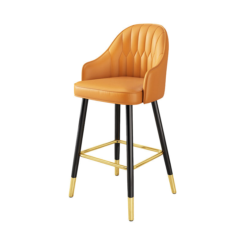 Scandinavian Home Armed Stool Matte Finish Upholstered Bar Stools Orange 1 Piece Clearhalo 'Bar Furniture' 'Bar Stools' 'bar_stools' 'furn' 'furn_bar_stools' 'Furniture' 'furniture_bar_stools' 'Kitchen & Dining Furniture' 4977083
