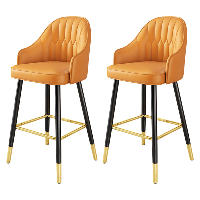 Scandinavian Home Armed Stool Matte Finish Upholstered Bar Stools Orange 2 Piece Set Clearhalo 'Bar Furniture' 'Bar Stools' 'bar_stools' 'furn' 'furn_bar_stools' 'Furniture' 'furniture_bar_stools' 'Kitchen & Dining Furniture' 4977085