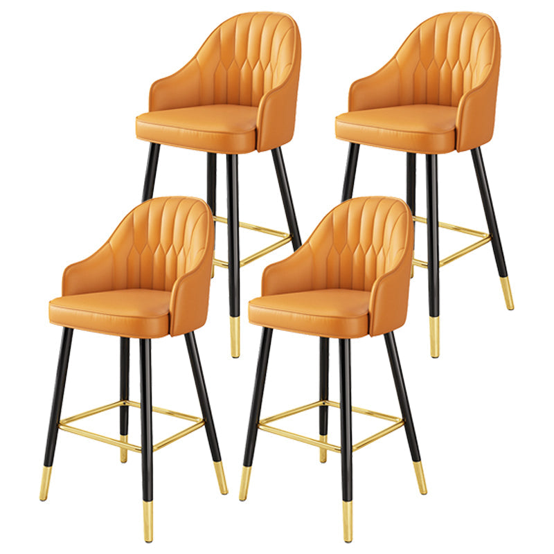 Scandinavian Home Armed Stool Matte Finish Upholstered Bar Stools Orange 4 Piece Set Clearhalo 'Bar Furniture' 'Bar Stools' 'bar_stools' 'furn' 'furn_bar_stools' 'Furniture' 'furniture_bar_stools' 'Kitchen & Dining Furniture' 4977087