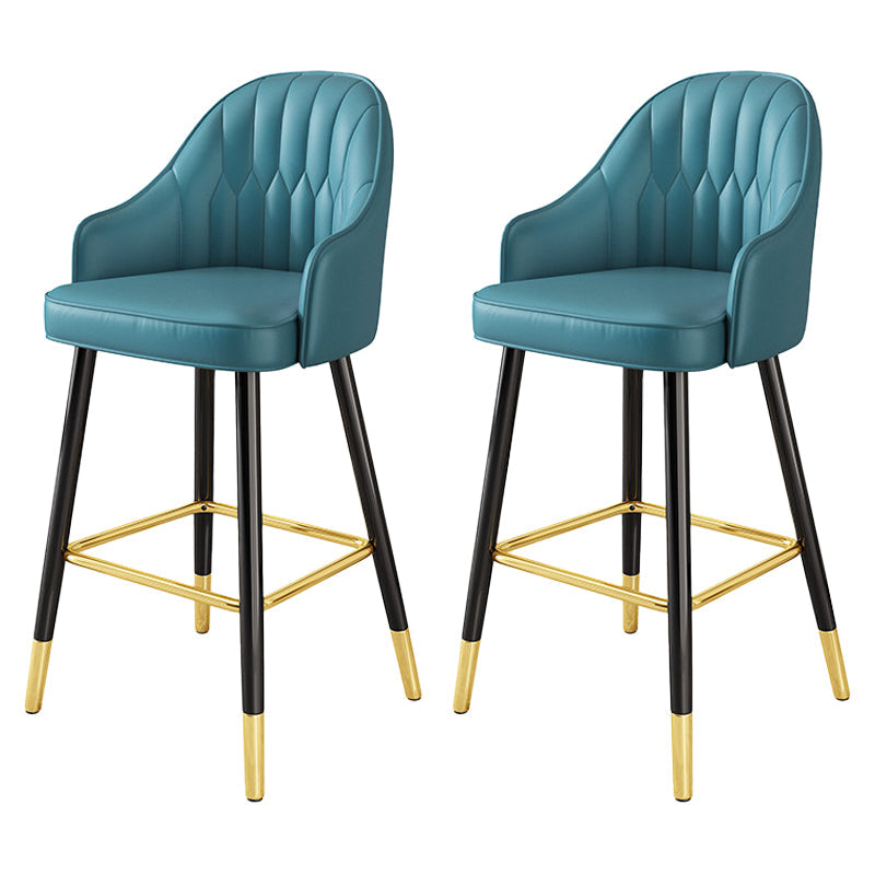 Scandinavian Home Armed Stool Matte Finish Upholstered Bar Stools Blue 2 Piece Set Clearhalo 'Bar Furniture' 'Bar Stools' 'bar_stools' 'furn' 'furn_bar_stools' 'Furniture' 'furniture_bar_stools' 'Kitchen & Dining Furniture' 4977092