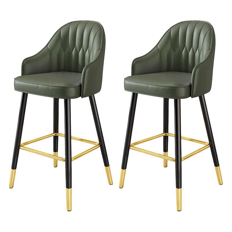 Scandinavian Home Armed Stool Matte Finish Upholstered Bar Stools Green 2 Piece Set Clearhalo 'Bar Furniture' 'Bar Stools' 'bar_stools' 'furn' 'furn_bar_stools' 'Furniture' 'furniture_bar_stools' 'Kitchen & Dining Furniture' 4977095