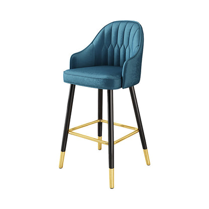 Scandinavian Home Armed Stool Matte Finish Upholstered Bar Stools Dark Blue 1 Piece Clearhalo 'Bar Furniture' 'Bar Stools' 'bar_stools' 'furn' 'furn_bar_stools' 'Furniture' 'furniture_bar_stools' 'Kitchen & Dining Furniture' 4977097
