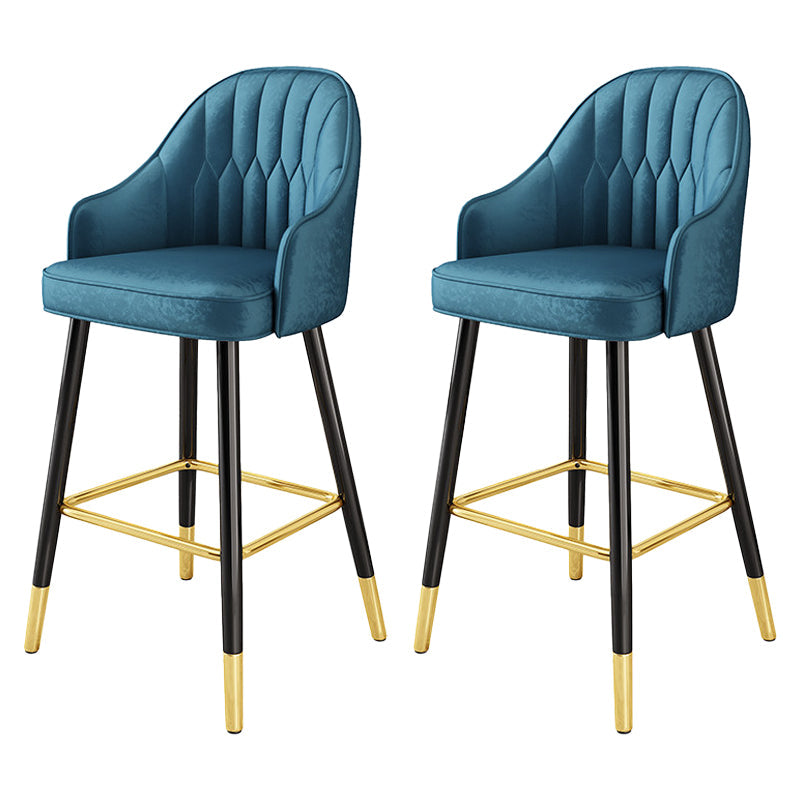Scandinavian Home Armed Stool Matte Finish Upholstered Bar Stools Dark Blue 2 Piece Set Clearhalo 'Bar Furniture' 'Bar Stools' 'bar_stools' 'furn' 'furn_bar_stools' 'Furniture' 'furniture_bar_stools' 'Kitchen & Dining Furniture' 4977098