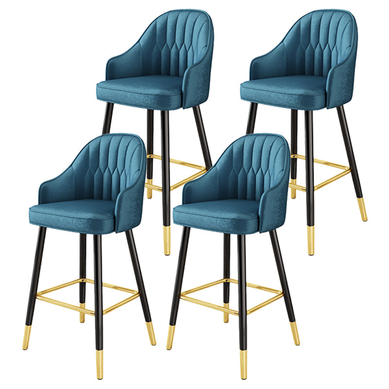 Scandinavian Home Armed Stool Matte Finish Upholstered Bar Stools Dark Blue 4 Piece Set Clearhalo 'Bar Furniture' 'Bar Stools' 'bar_stools' 'furn' 'furn_bar_stools' 'Furniture' 'furniture_bar_stools' 'Kitchen & Dining Furniture' 4977099