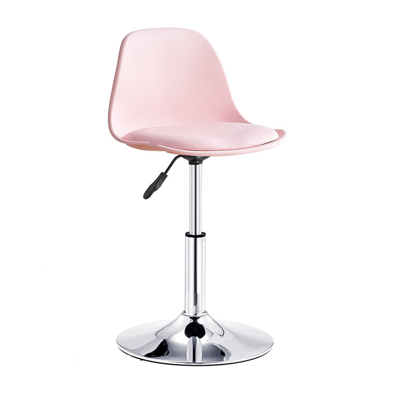 Contemporary Bar-stool Liftable Counter Bar Stool with Metal Legs Pink 1 Piece Short Stool(14"H) Clearhalo 'Bar Furniture' 'Bar Stools' 'bar_stools' 'Furniture' 'furniture_bar_stools' 'Kitchen & Dining Furniture' 4977120