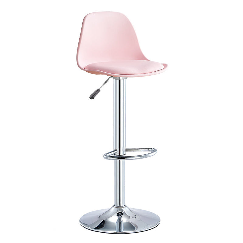 Contemporary Bar-stool Liftable Counter Bar Stool with Metal Legs Pink 1 Piece Counter Stool (23.5"H) Clearhalo 'Bar Furniture' 'Bar Stools' 'bar_stools' 'Furniture' 'furniture_bar_stools' 'Kitchen & Dining Furniture' 4977122