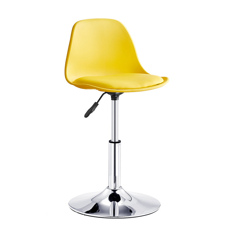 Contemporary Bar-stool Liftable Counter Bar Stool with Metal Legs Yellow 1 Piece Short Stool(14"H) Clearhalo 'Bar Furniture' 'Bar Stools' 'bar_stools' 'Furniture' 'furniture_bar_stools' 'Kitchen & Dining Furniture' 4977124