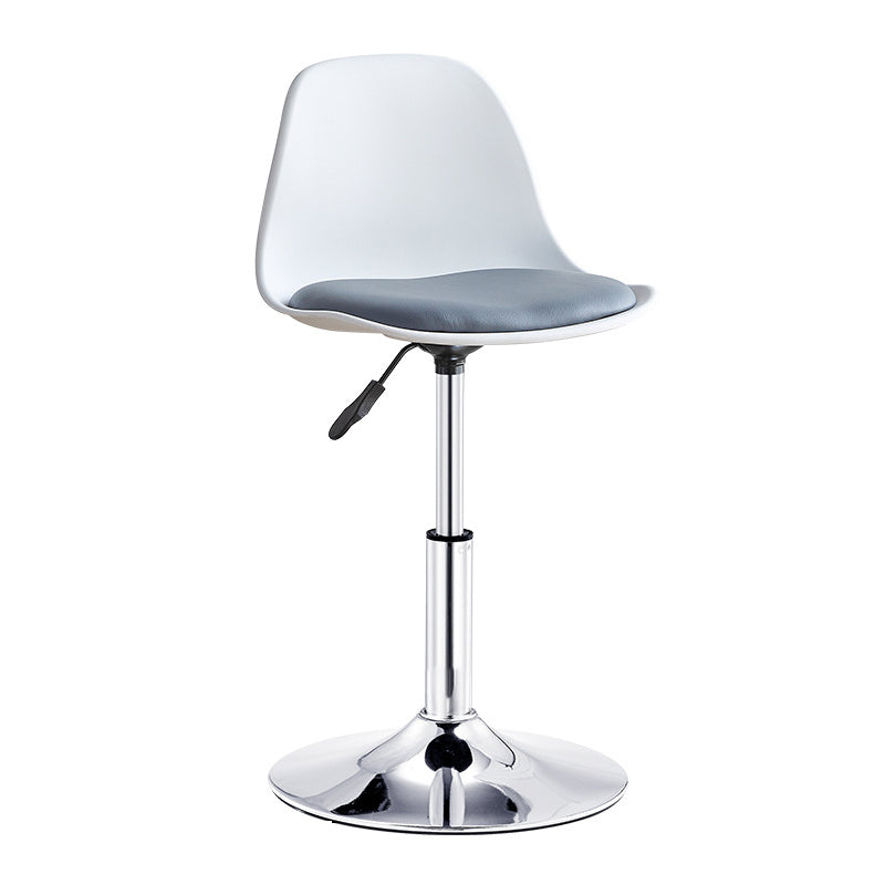 Contemporary Bar-stool Liftable Counter Bar Stool with Metal Legs Gray-White 1 Piece Short Stool(14"H) Clearhalo 'Bar Furniture' 'Bar Stools' 'bar_stools' 'Furniture' 'furniture_bar_stools' 'Kitchen & Dining Furniture' 4977132