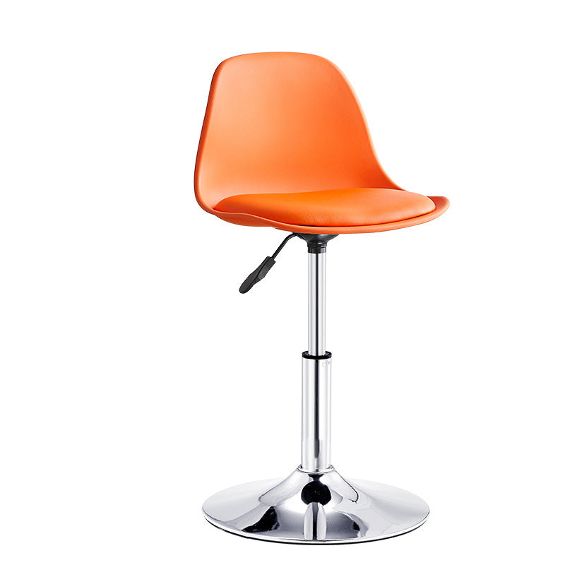 Contemporary Liftable Bar-stool Plastic Counter Bar Stool with Metal Legs Orange 1 Piece Short Stool(14"H) Clearhalo 'Bar Furniture' 'Bar Stools' 'bar_stools' 'furn' 'furn_bar_stools' 'Furniture' 'furniture_bar_stools' 'Kitchen & Dining Furniture' 4977137