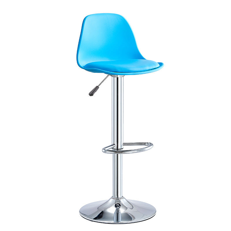 Contemporary Liftable Bar-stool Plastic Counter Bar Stool with Metal Legs Blue 1 Piece Counter Stool (23.5"H) Clearhalo 'Bar Furniture' 'Bar Stools' 'bar_stools' 'furn' 'furn_bar_stools' 'Furniture' 'furniture_bar_stools' 'Kitchen & Dining Furniture' 4977139