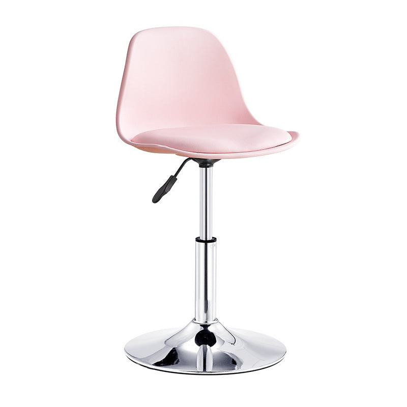 Contemporary Liftable Bar-stool Plastic Counter Bar Stool with Metal Legs Pink 1 Piece Short Stool(14"H) Clearhalo 'Bar Furniture' 'Bar Stools' 'bar_stools' 'furn' 'furn_bar_stools' 'Furniture' 'furniture_bar_stools' 'Kitchen & Dining Furniture' 4977142