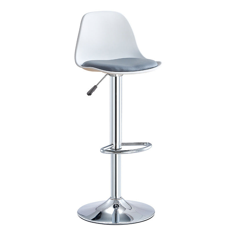 Contemporary Liftable Bar-stool Plastic Counter Bar Stool with Metal Legs Gray-White 1 Piece Counter Stool (23.5"H) Clearhalo 'Bar Furniture' 'Bar Stools' 'bar_stools' 'furn' 'furn_bar_stools' 'Furniture' 'furniture_bar_stools' 'Kitchen & Dining Furniture' 4977146