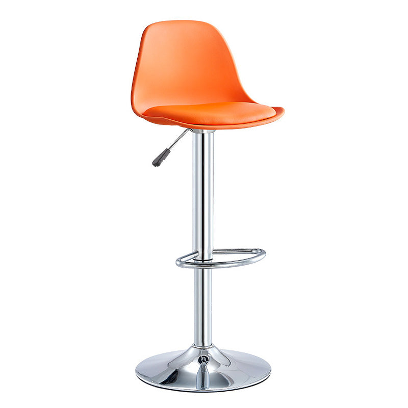 Contemporary Liftable Bar-stool Plastic Counter Bar Stool with Metal Legs Orange 1 Piece Counter Stool (23.5"H) Clearhalo 'Bar Furniture' 'Bar Stools' 'bar_stools' 'furn' 'furn_bar_stools' 'Furniture' 'furniture_bar_stools' 'Kitchen & Dining Furniture' 4977166