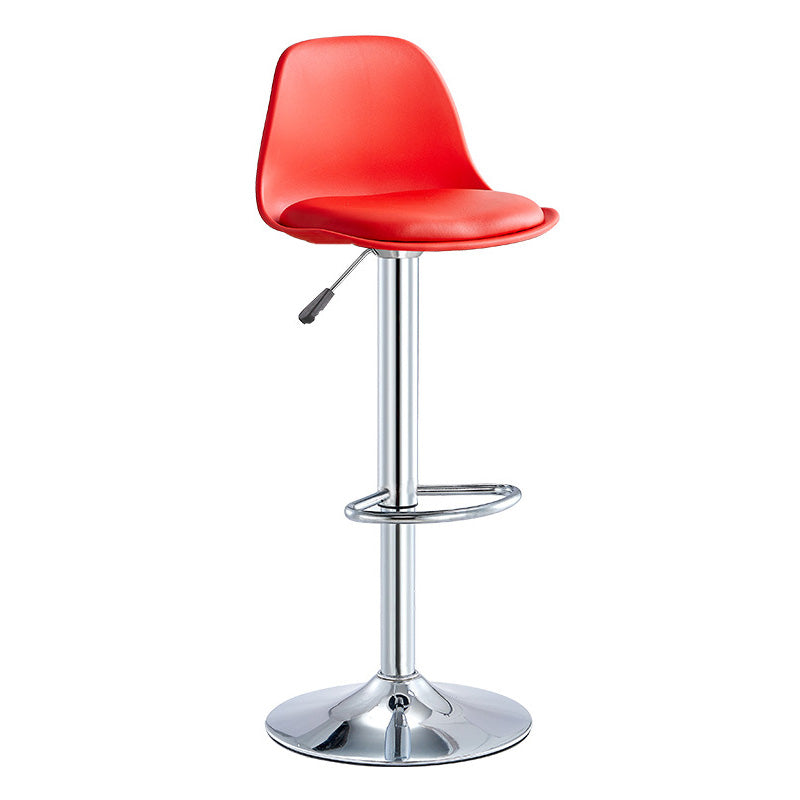 Contemporary Liftable Bar-stool Plastic Counter Bar Stool with Metal Legs Red 1 Piece Counter Stool (23.5"H) Clearhalo 'Bar Furniture' 'Bar Stools' 'bar_stools' 'furn' 'furn_bar_stools' 'Furniture' 'furniture_bar_stools' 'Kitchen & Dining Furniture' 4977167