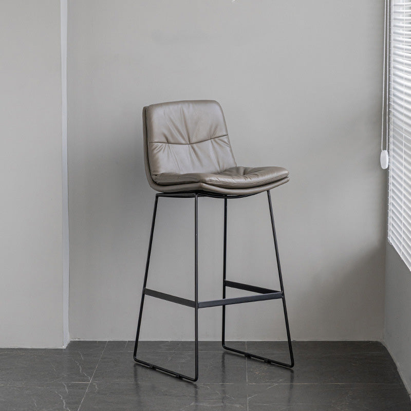 Scandinavian Armless Beauty Salon Stool Matte Finish Upholstered Bar Stools Grey 1 Piece Bar Stool(30"H) Clearhalo 'Bar Furniture' 'Bar Stools' 'bar_stools' 'furn' 'furn_bar_stools' 'Furniture' 'furniture_bar_stools' 'Kitchen & Dining Furniture' 4977171