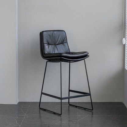 Scandinavian Armless Beauty Salon Stool Matte Finish Upholstered Bar Stools Black 1 Piece Counter Stool(26"H) Clearhalo 'Bar Furniture' 'Bar Stools' 'bar_stools' 'furn' 'furn_bar_stools' 'Furniture' 'furniture_bar_stools' 'Kitchen & Dining Furniture' 4977172