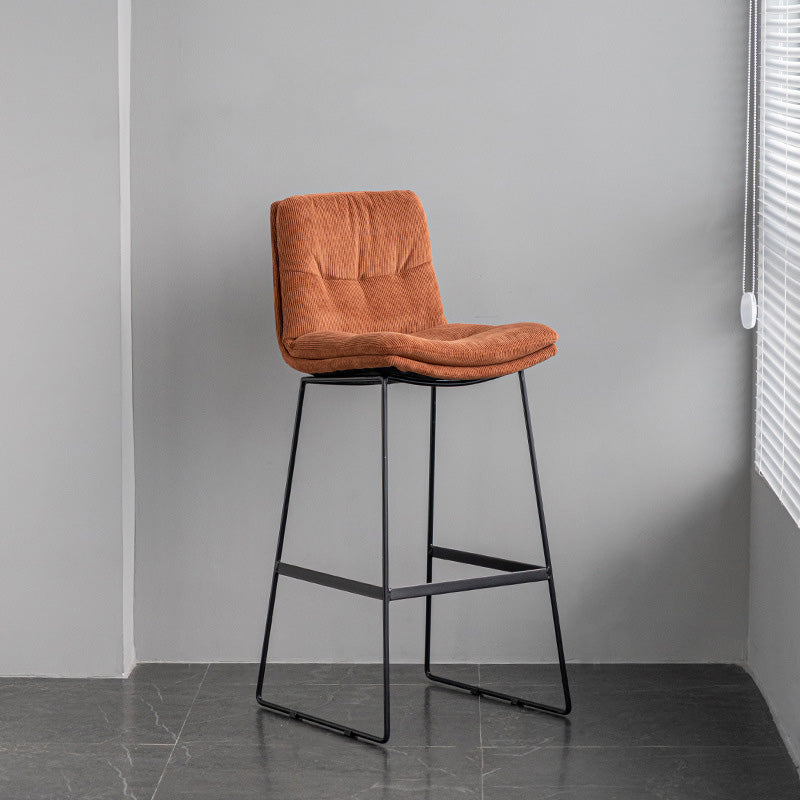 Scandinavian Armless Beauty Salon Stool Matte Finish Upholstered Bar Stools Red Brown 1 Piece Bar Stool(30"H) Clearhalo 'Bar Furniture' 'Bar Stools' 'bar_stools' 'furn' 'furn_bar_stools' 'Furniture' 'furniture_bar_stools' 'Kitchen & Dining Furniture' 4977175