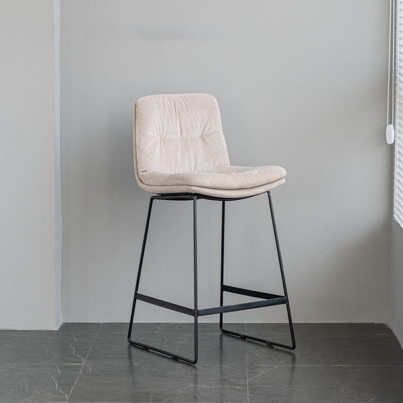 Scandinavian Armless Beauty Salon Stool Matte Finish Upholstered Bar Stools White 1 Piece Counter Stool(26"H) Clearhalo 'Bar Furniture' 'Bar Stools' 'bar_stools' 'furn' 'furn_bar_stools' 'Furniture' 'furniture_bar_stools' 'Kitchen & Dining Furniture' 4977177