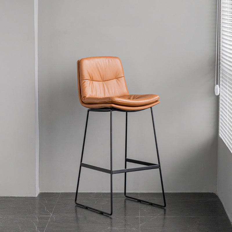 Scandinavian Armless Beauty Salon Stool Matte Finish Upholstered Bar Stools Brown 1 Piece Bar Stool(30"H) Clearhalo 'Bar Furniture' 'Bar Stools' 'bar_stools' 'furn' 'furn_bar_stools' 'Furniture' 'furniture_bar_stools' 'Kitchen & Dining Furniture' 4977178