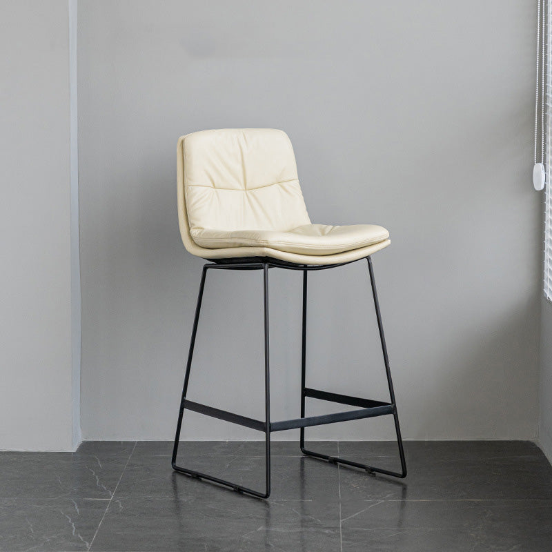 Scandinavian Armless Beauty Salon Stool Matte Finish Upholstered Bar Stools Beige 1 Piece Counter Stool(26"H) Clearhalo 'Bar Furniture' 'Bar Stools' 'bar_stools' 'furn' 'furn_bar_stools' 'Furniture' 'furniture_bar_stools' 'Kitchen & Dining Furniture' 4977181