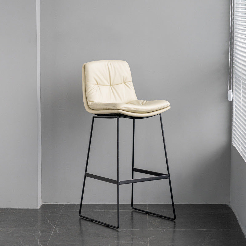 Scandinavian Armless Beauty Salon Stool Matte Finish Upholstered Bar Stools Beige 1 Piece Bar Stool(30"H) Clearhalo 'Bar Furniture' 'Bar Stools' 'bar_stools' 'furn' 'furn_bar_stools' 'Furniture' 'furniture_bar_stools' 'Kitchen & Dining Furniture' 4977184