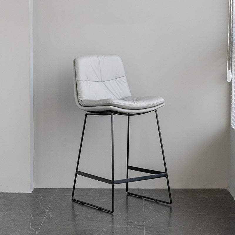 Scandinavian Armless Beauty Salon Stool Matte Finish Upholstered Bar Stools Light Gray 1 Piece Counter Stool(26"H) Clearhalo 'Bar Furniture' 'Bar Stools' 'bar_stools' 'furn' 'furn_bar_stools' 'Furniture' 'furniture_bar_stools' 'Kitchen & Dining Furniture' 4977188