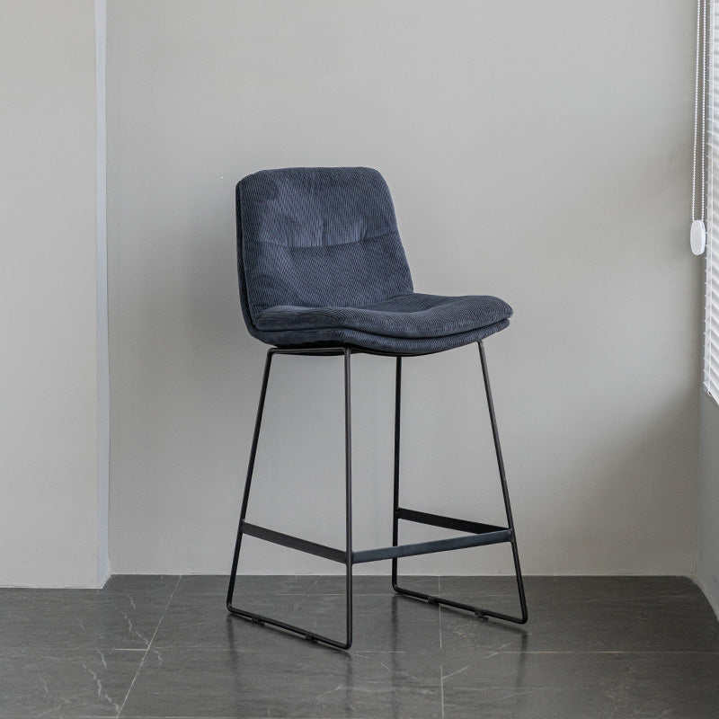 Scandinavian Armless Beauty Salon Stool Matte Finish Upholstered Bar Stools Navy Blue 1 Piece Counter Stool(26"H) Clearhalo 'Bar Furniture' 'Bar Stools' 'bar_stools' 'furn' 'furn_bar_stools' 'Furniture' 'furniture_bar_stools' 'Kitchen & Dining Furniture' 4977190