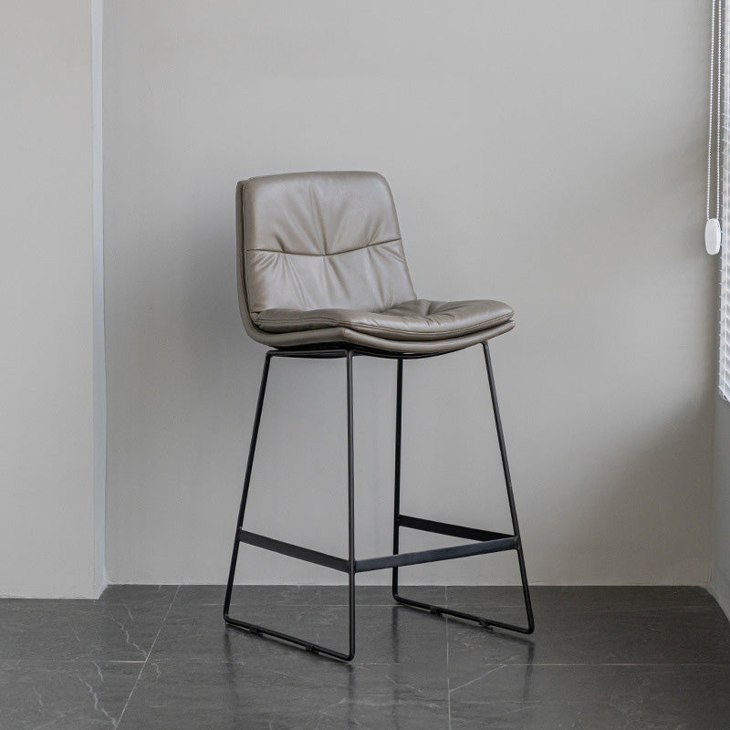 Scandinavian Armless Beauty Salon Stool Matte Finish Upholstered Bar Stools Grey 1 Piece Counter Stool(26"H) Clearhalo 'Bar Furniture' 'Bar Stools' 'bar_stools' 'furn' 'furn_bar_stools' 'Furniture' 'furniture_bar_stools' 'Kitchen & Dining Furniture' 4977193