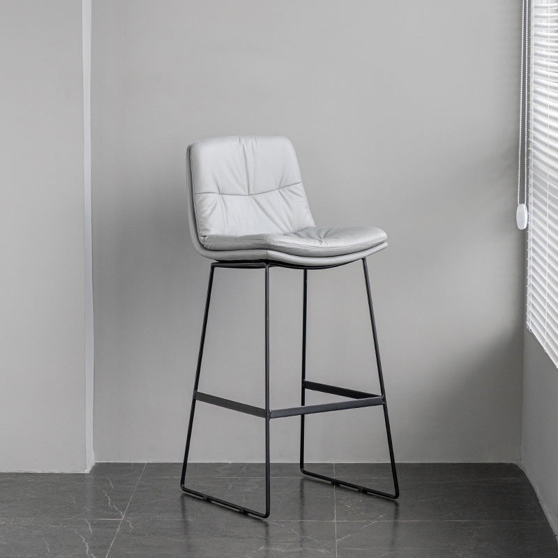 Scandinavian Armless Beauty Salon Stool Matte Finish Upholstered Bar Stools Light Gray 1 Piece Bar Stool(30"H) Clearhalo 'Bar Furniture' 'Bar Stools' 'bar_stools' 'furn' 'furn_bar_stools' 'Furniture' 'furniture_bar_stools' 'Kitchen & Dining Furniture' 4977198