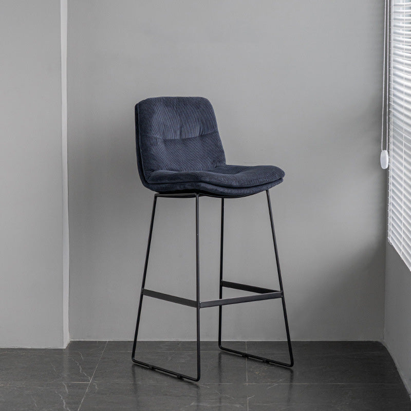 Scandinavian Armless Beauty Salon Stool Matte Finish Upholstered Bar Stools Navy Blue 1 Piece Bar Stool(30"H) Clearhalo 'Bar Furniture' 'Bar Stools' 'bar_stools' 'furn' 'furn_bar_stools' 'Furniture' 'furniture_bar_stools' 'Kitchen & Dining Furniture' 4977199