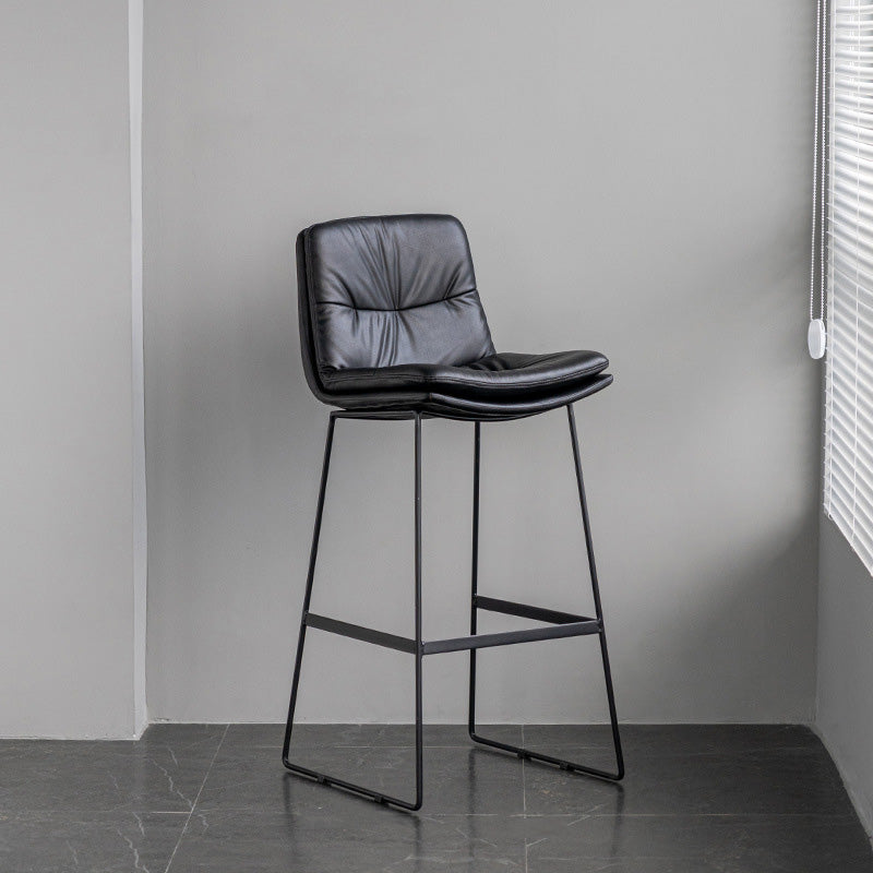Scandinavian Armless Beauty Salon Stool Matte Finish Upholstered Bar Stools Black 1 Piece Bar Stool(30"H) Clearhalo 'Bar Furniture' 'Bar Stools' 'bar_stools' 'furn' 'furn_bar_stools' 'Furniture' 'furniture_bar_stools' 'Kitchen & Dining Furniture' 4977200