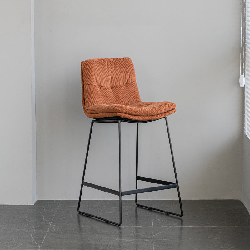 Scandinavian Armless Beauty Salon Stool Matte Finish Upholstered Bar Stools Red Brown 1 Piece Counter Stool(26"H) Clearhalo 'Bar Furniture' 'Bar Stools' 'bar_stools' 'furn' 'furn_bar_stools' 'Furniture' 'furniture_bar_stools' 'Kitchen & Dining Furniture' 4977201