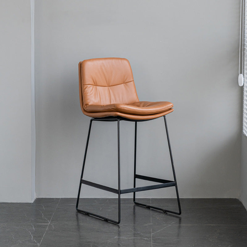 Scandinavian Armless Beauty Salon Stool Matte Finish Upholstered Bar Stools Brown 1 Piece Counter Stool(26"H) Clearhalo 'Bar Furniture' 'Bar Stools' 'bar_stools' 'furn' 'furn_bar_stools' 'Furniture' 'furniture_bar_stools' 'Kitchen & Dining Furniture' 4977204