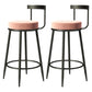 Modern Armless Backrest Counter Stool Iron Cashier Bar Stool with Cushion and Pedal Pink 2 Piece Set Clearhalo 'Bar Furniture' 'Bar Stools' 'bar_stools' 'furn' 'furn_bar_stools' 'Furniture' 'furniture_bar_stools' 'Kitchen & Dining Furniture' 4977210
