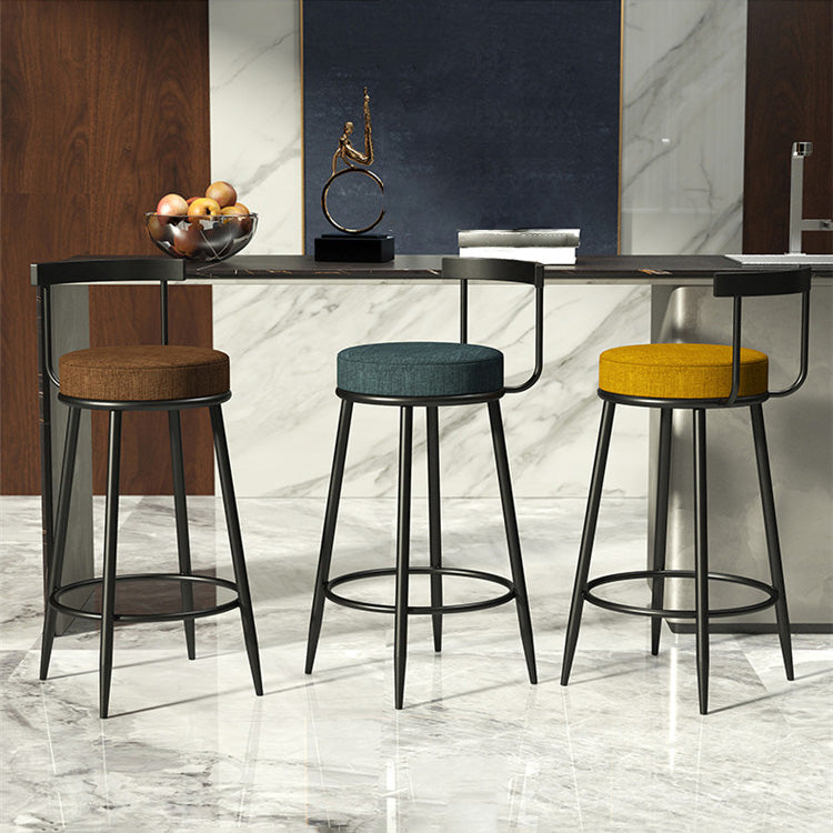 Modern Armless Backrest Counter Stool Iron Cashier Bar Stool with Cushion and Pedal Clearhalo 'Bar Furniture' 'Bar Stools' 'bar_stools' 'furn' 'furn_bar_stools' 'Furniture' 'furniture_bar_stools' 'Kitchen & Dining Furniture' 4977211