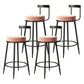 Modern Armless Backrest Counter Stool Iron Cashier Bar Stool with Cushion and Pedal Pink 4 Piece Set Clearhalo 'Bar Furniture' 'Bar Stools' 'bar_stools' 'furn' 'furn_bar_stools' 'Furniture' 'furniture_bar_stools' 'Kitchen & Dining Furniture' 4977212