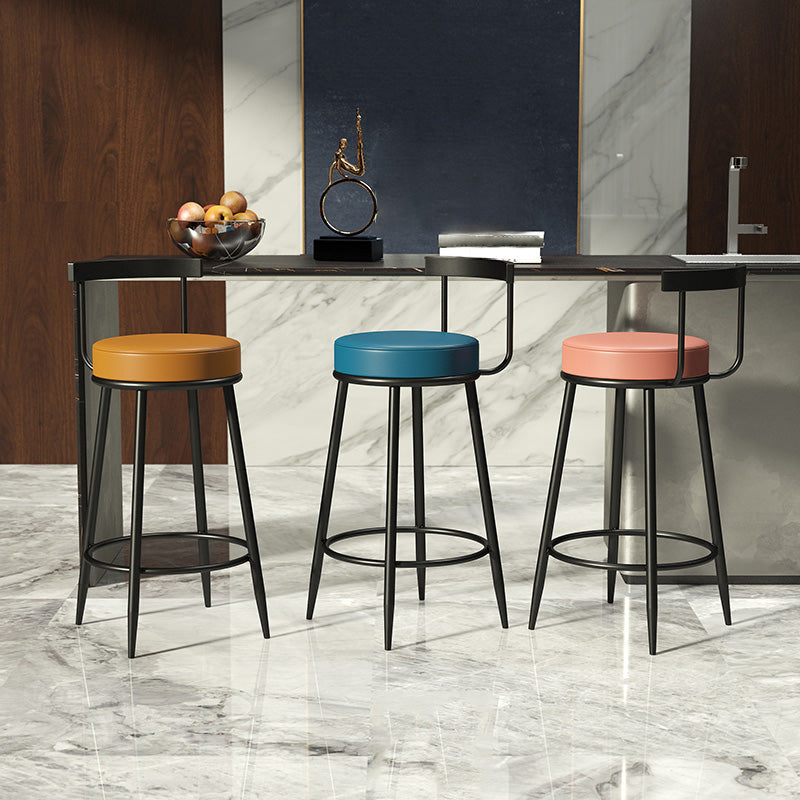 Modern Armless Backrest Counter Stool Iron Cashier Bar Stool with Cushion and Pedal Clearhalo 'Bar Furniture' 'Bar Stools' 'bar_stools' 'furn' 'furn_bar_stools' 'Furniture' 'furniture_bar_stools' 'Kitchen & Dining Furniture' 4977213