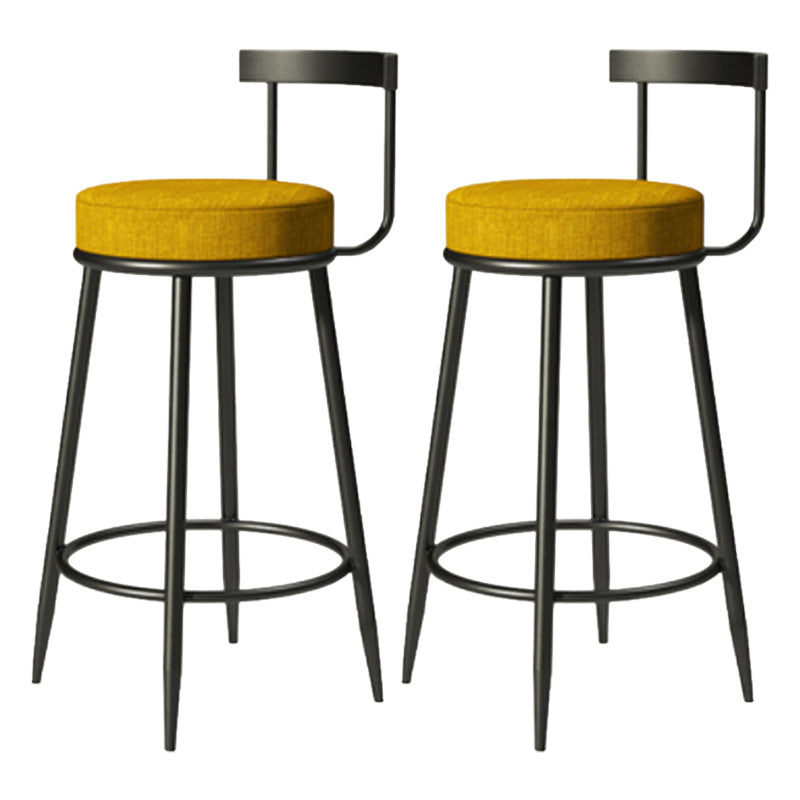 Modern Armless Backrest Counter Stool Iron Cashier Bar Stool with Cushion and Pedal Yellow 2 Piece Set Clearhalo 'Bar Furniture' 'Bar Stools' 'bar_stools' 'furn' 'furn_bar_stools' 'Furniture' 'furniture_bar_stools' 'Kitchen & Dining Furniture' 4977214