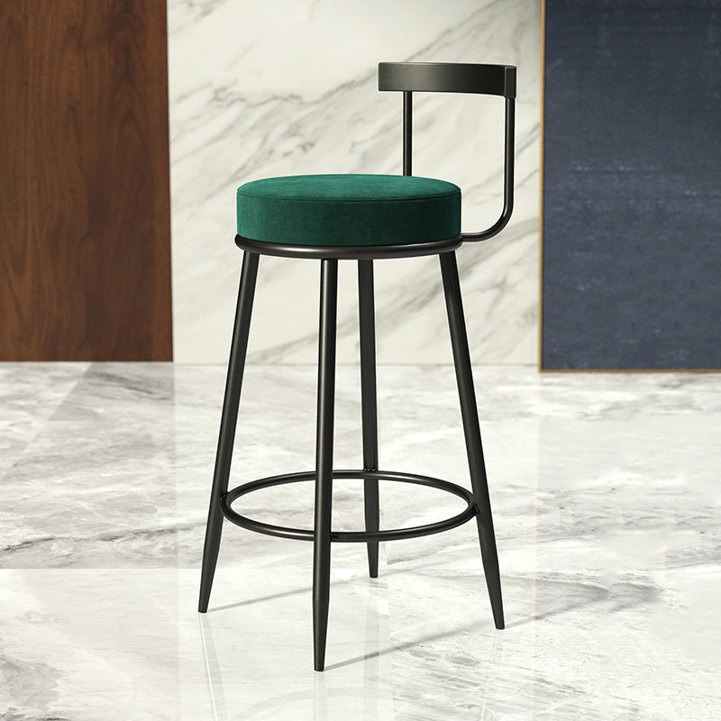 Modern Armless Backrest Counter Stool Iron Cashier Bar Stool with Cushion and Pedal Clearhalo 'Bar Furniture' 'Bar Stools' 'bar_stools' 'furn' 'furn_bar_stools' 'Furniture' 'furniture_bar_stools' 'Kitchen & Dining Furniture' 4977216