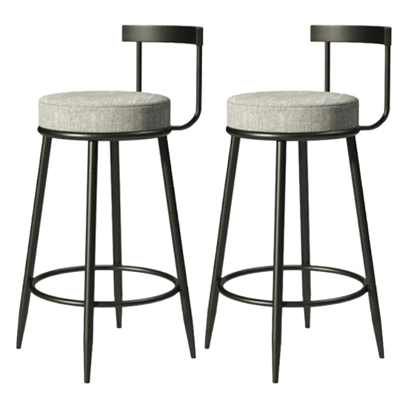 Modern Armless Backrest Counter Stool Iron Cashier Bar Stool with Cushion and Pedal Grey 2 Piece Set Clearhalo 'Bar Furniture' 'Bar Stools' 'bar_stools' 'furn' 'furn_bar_stools' 'Furniture' 'furniture_bar_stools' 'Kitchen & Dining Furniture' 4977217