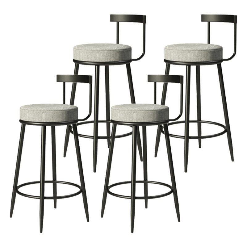 Modern Armless Backrest Counter Stool Iron Cashier Bar Stool with Cushion and Pedal Grey 4 Piece Set Clearhalo 'Bar Furniture' 'Bar Stools' 'bar_stools' 'furn' 'furn_bar_stools' 'Furniture' 'furniture_bar_stools' 'Kitchen & Dining Furniture' 4977219